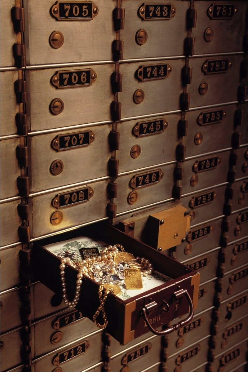 money kept in a safe deposit box