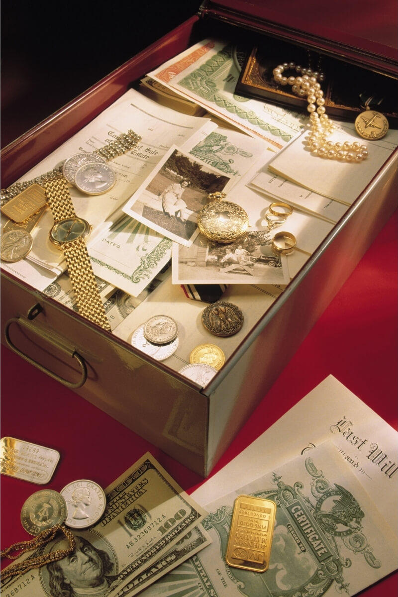store cash in a safe deposit box